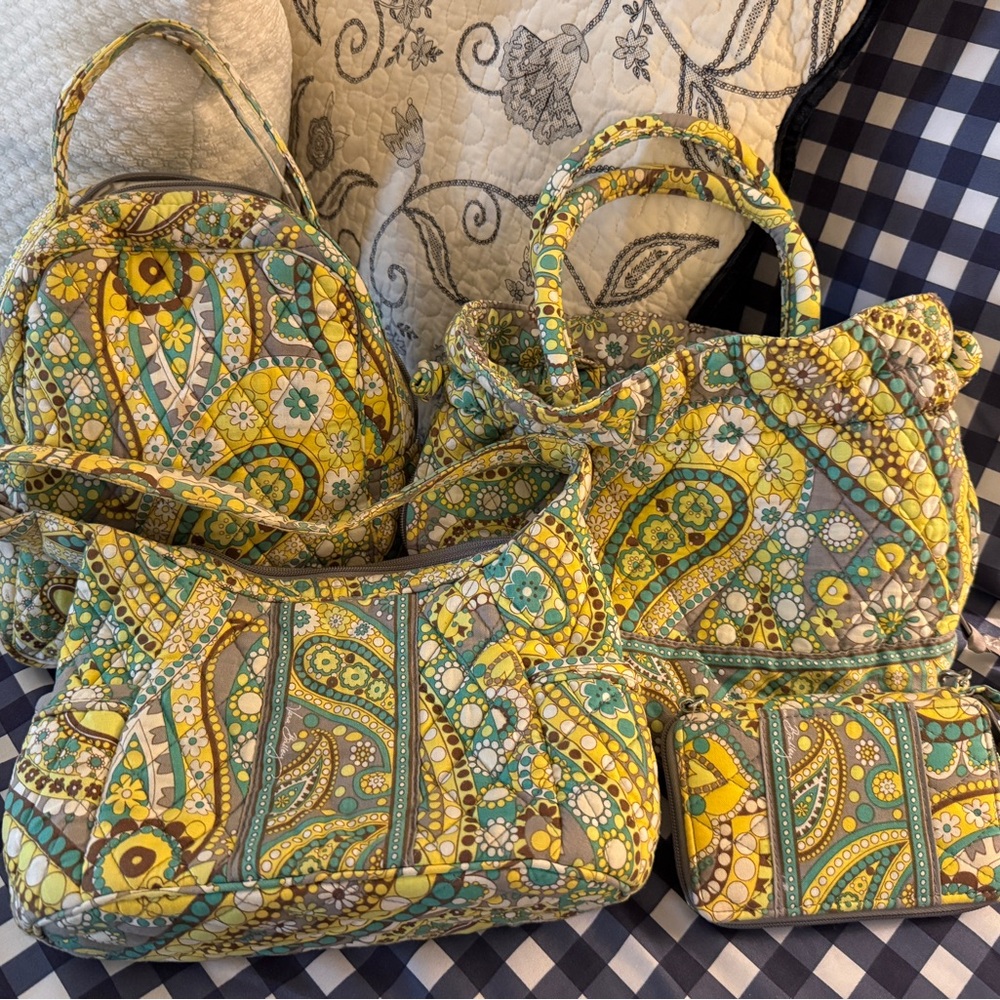 Lemon Parfait Vera Bradley small bag collection with wristlet.